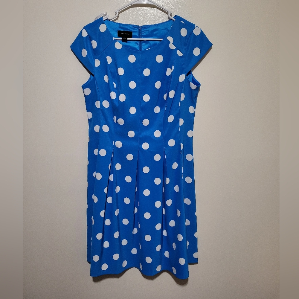AB‎ Studio Vibrant Blue Fabric Polka Dotted Dress